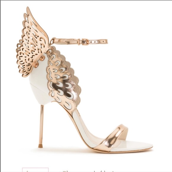 Sophia Webster Rose Gold and White Winged Stiletto Heels
